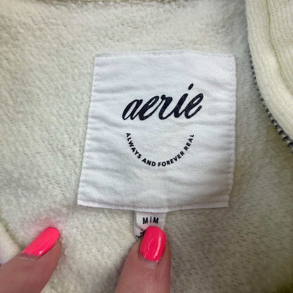 Aerie Womens Butter Yellow Quarter Zip Fleece Sweatshirt Pullover Size M - Picture 6 of 6